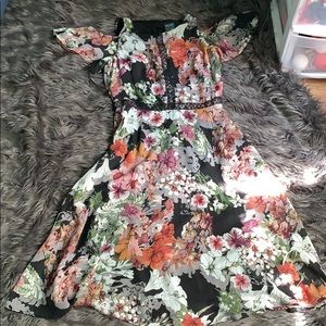 Floral Shoulder Cutout Dress